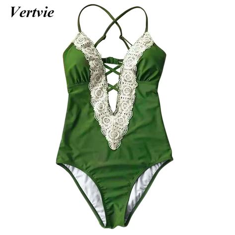 buy vertvie sexy lace patchwork women s swimwear bandage swimsuit skinny summer