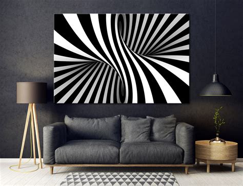 Contemporary Black And White Wall Art Illusion Art Abstract Wall Etsy