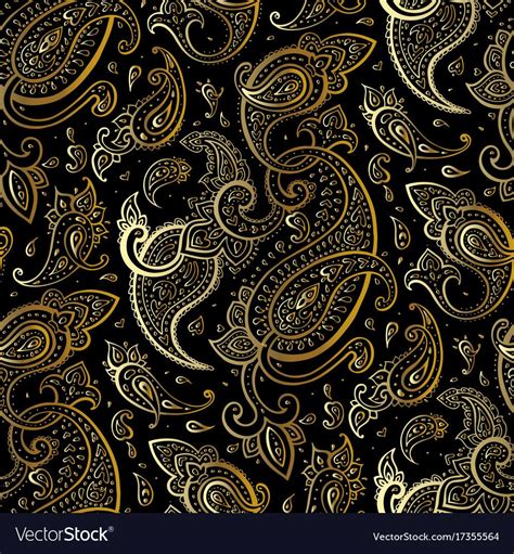 Paisley Beautiful Golden Seamless Background Vector Image On