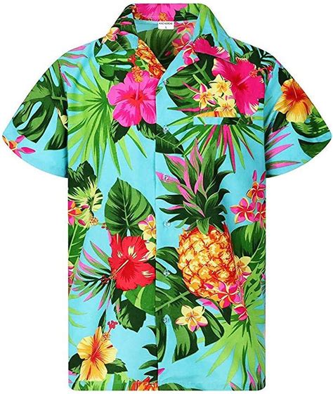 Modaworld Uomo Funky Camicie Hawaiana Manica Corta Vacanze Estive