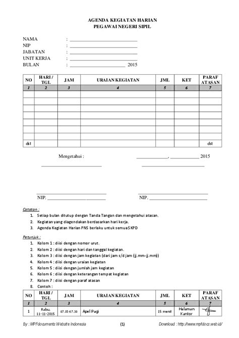 Contoh Laporan Kerja Harian Pns Excel Imagesee Imagesee