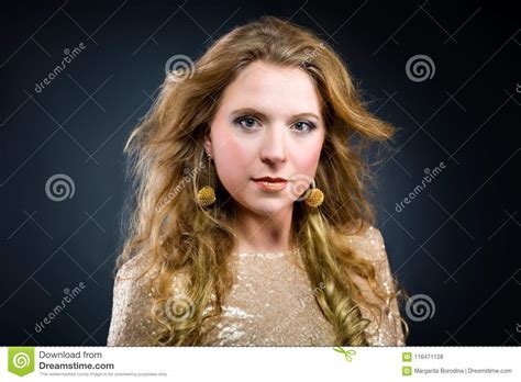 Full Portrait Of Beautiful Caucasian Blonde Girl Stock Photo Image Of