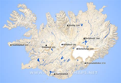 Physical Map Of Iceland