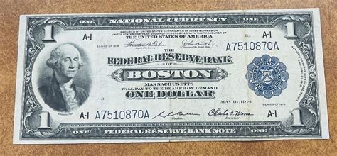 Fr708 1918 1 “green Eagle Federal Reserve Bank Boston Vf Ebay