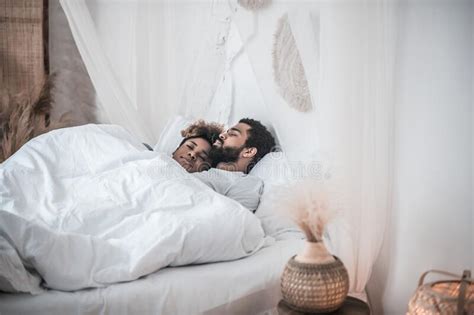 Man And Woman Sleeping In Bedroom Stock Image Image Of Bearded Married 219193027