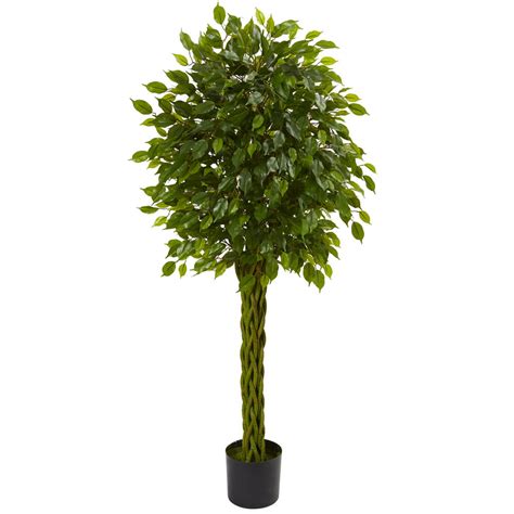 Nearly Natural 5 Ft Ficus Artificial Tree With Woven Trunk Uv