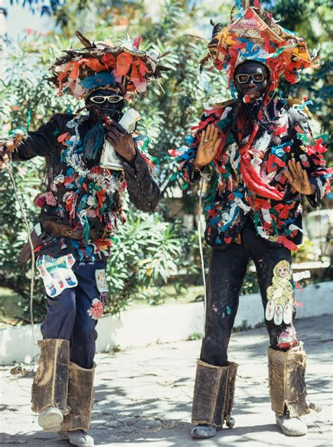 two men in costumes haiti jay maisel