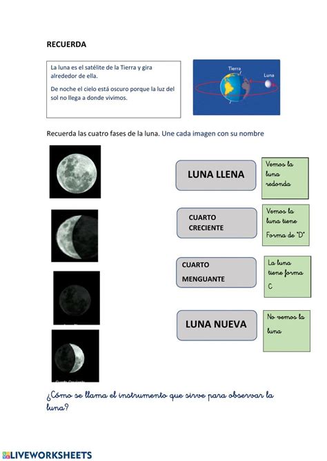 Las Fases De La Luna Worksheet Actividades De Lectura Preescolar
