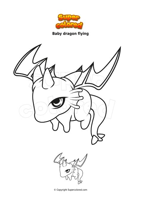 Coloring Page Baby Dragon Flying Supercolored Com