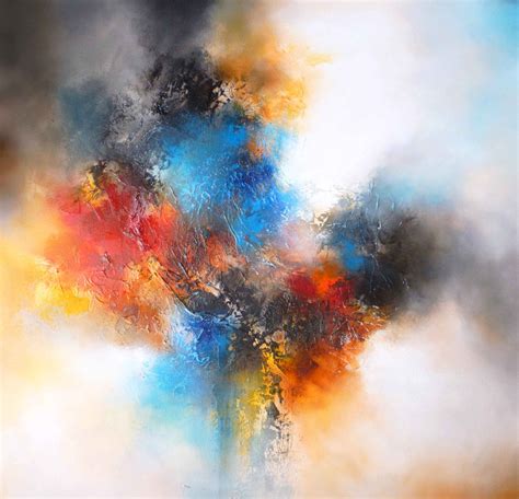 Large Canvas Abstract Painting In Mixed Media By Simon Kenny Escaping