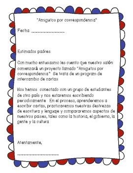 Pen Pal Announcement Letter In Spanish By A Touch Of Wonder Tpt
