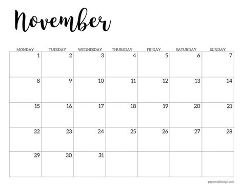 Free Printable 2021 Calendar Monday Start Artofit