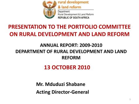 Ppt Presentation To The Portfolio Committee On Rural Development And
