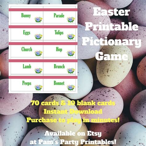 Printable Springeaster Game Cards For Pictionary Charades Etsy