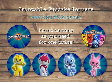Miniforce Cupcake Toppers Instant Download Etsy
