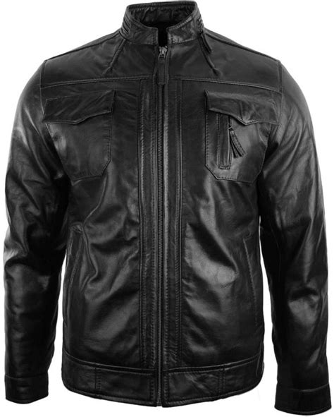 Aviatrix Mens Real Leather Jacket Biker Style Vintage Black Zipped