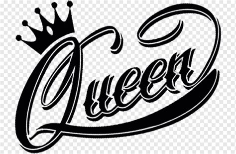 Logo Queen Black And White Queen Text Monochrome Queen Png Pngwing