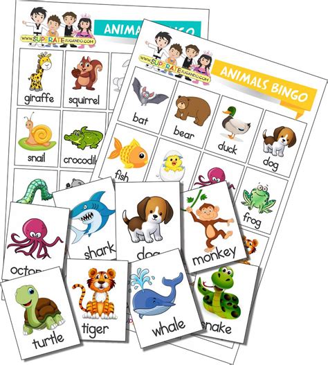 Loteria Para Imprimir Animales En Inglés Aprender Inglés 7000