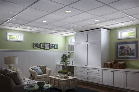 From a ceiling grid kit, surface mount ceiling tiles, drop ceiling tiles and ceiling grids, to faux wood ceiling tiles, decorative ceiling tiles. dropped ceiling ideas basement | Decorating | Pinterest