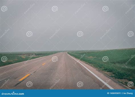 Midwest Road To Horizon With Dark Clouds Stock Image Image Of Journey