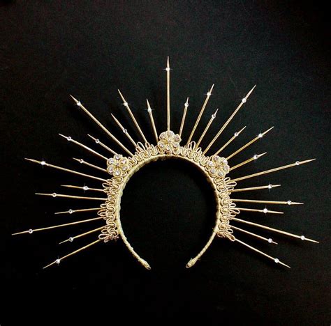 Gold Halo Crown With Swarovski Crystals 5 Inch Gold Etsy Halo