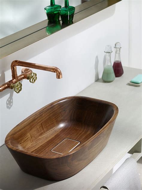 Handmade bathroom wooden soap case holder natural soap tray soap saver exfoliating bag sink deck bathtub shower wood soap dish. Wonderful Wooden Sinks For A Warm Look Of Your Bathroom