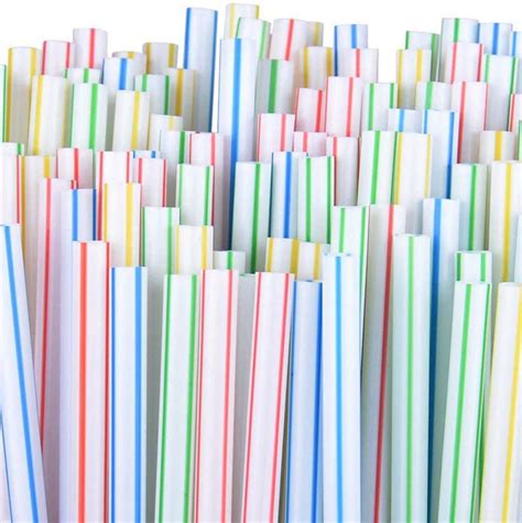 100 Pcsflexible Plastic Drinking Straws Bendable Straws Striped Multi