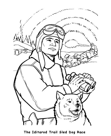 USA-Printables: Iditarod Trail Dog Sled Race - State of Alaska Coloring