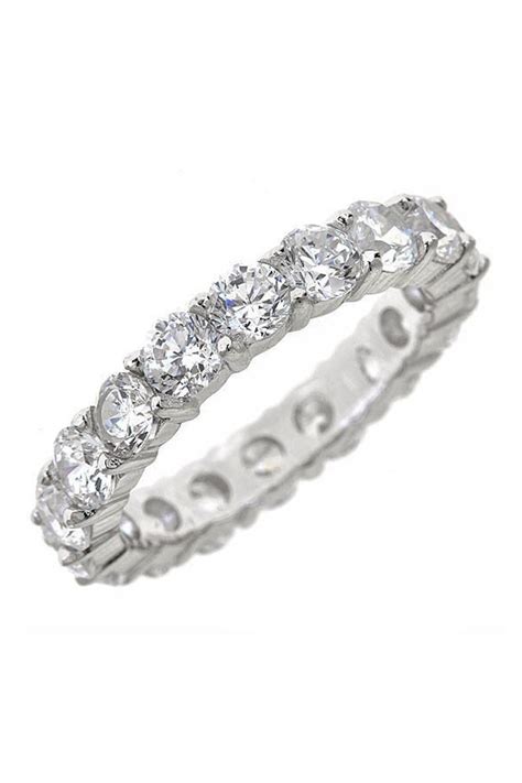 Sterling Forever Sterling Silver Cz Eternity Band Ring In Metallic At