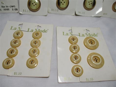 Vintage New La Mode Buttons In Beige And Tan Wooden Round And Etsy