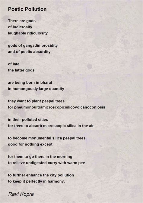 Poetic Pollution Poetic Pollution Poem By Ravi Kopra