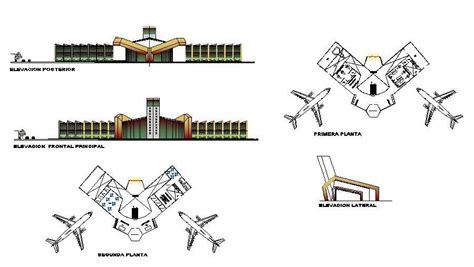 Domestic Airport Elevation And Floor Plan Cad Drawing Details Dwg File