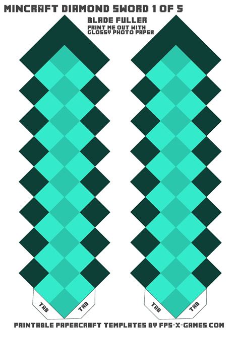 Minecraft Diamond Sword Template One Of Five