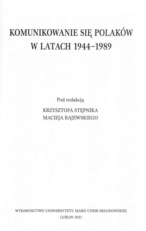 PDF Strategie I Techniki Komunikacyjne W Polsce Ludowej 1944 1956