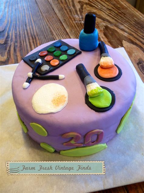 Makeupcosmeticcake #makeupcakerecipe #girlsbirthdaycake make up cake. Make Up Themed Birthday Cake - Farm Fresh Vintage Finds