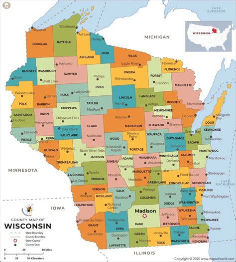 Wisconsin County Map Map Of Wisconsin County
