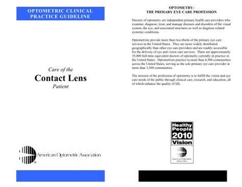 Care Of The Contact Lens Patient American Optometric Association