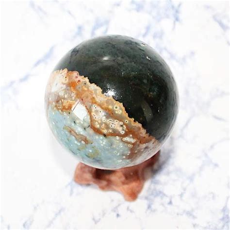 Ocean Jasper Crystal Sphere Carved Crystal Ball Natural Etsy Canada