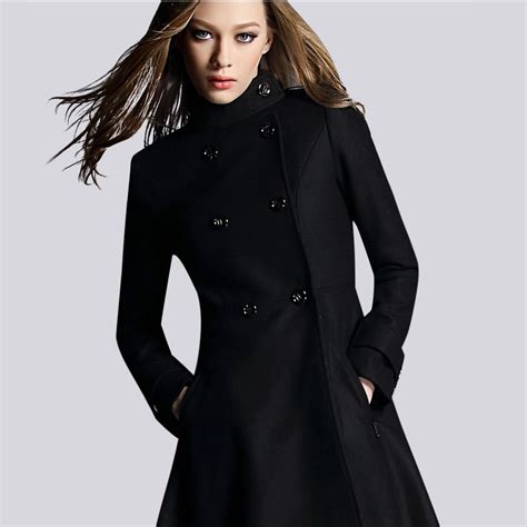 Womens Black Winter Coat Giyim
