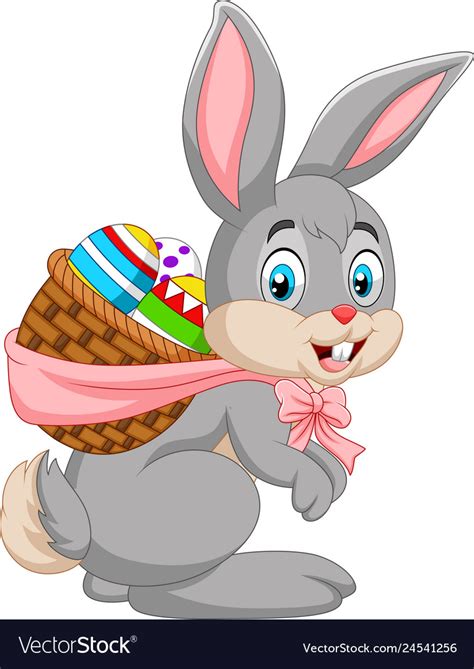 Easter Bunny Carrying Basket Of Egg Royalty Free Vector