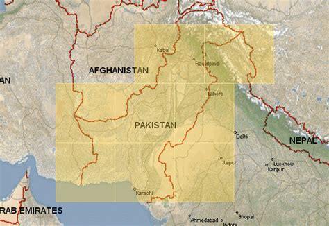 Pakistan Orographie Karte