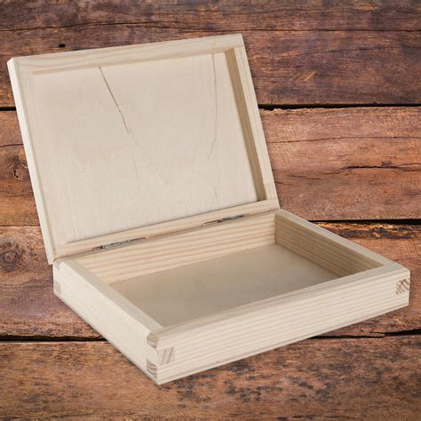 Rectangular Wooden Lid Boxes Keepsake Memory Trinket Storage Plain