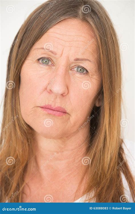 thoughtful sad mature woman posing stock image image of face mature 63088083