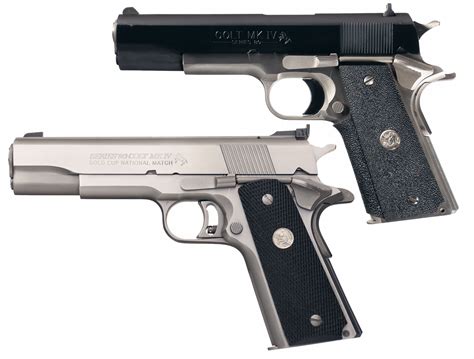 Two Colt Semi Automatic Pistols A Colt Mk Iv Series 80 Combat Elite