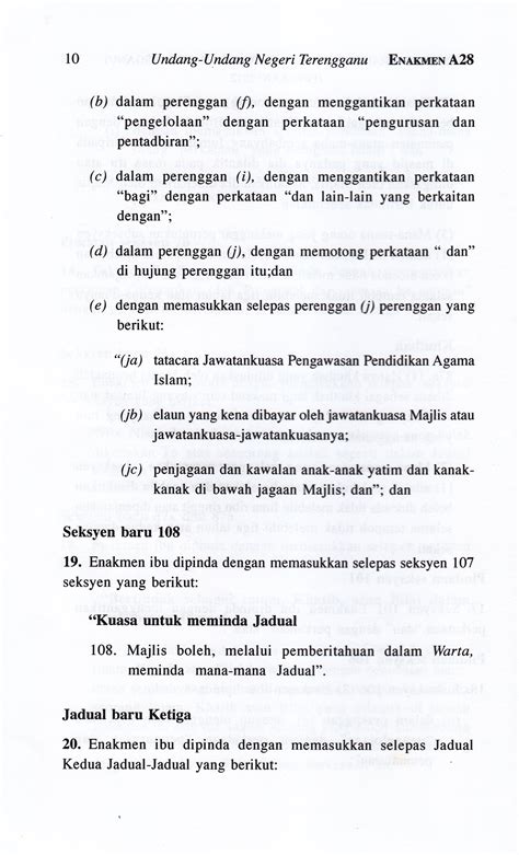 Enakmen pentadbiran agama islam ( negeri melaka ) 2002 seksyen 75 ceraian 1. Jabatan Hal Ehwal Agama Terengganu - Enakmen Pentadbiran ...