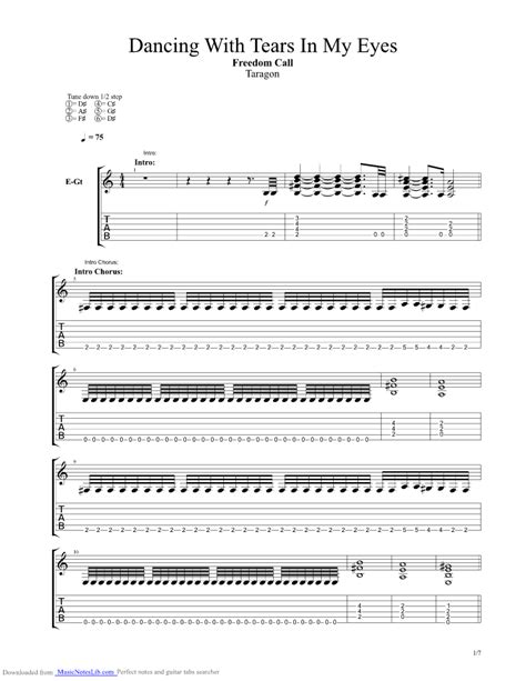 Dancing With Tears In My Eyes Guitar Pro Tab By Freedom Call Musicnoteslib Com