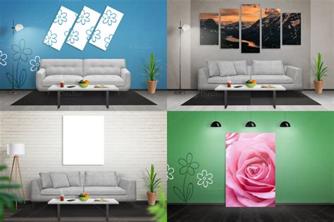 A lovely and charming room showing a fine art that can be used for the presentation of any creation or design. Art Canvas Mockup Scene Creator - RSplaneta - Graphic Design