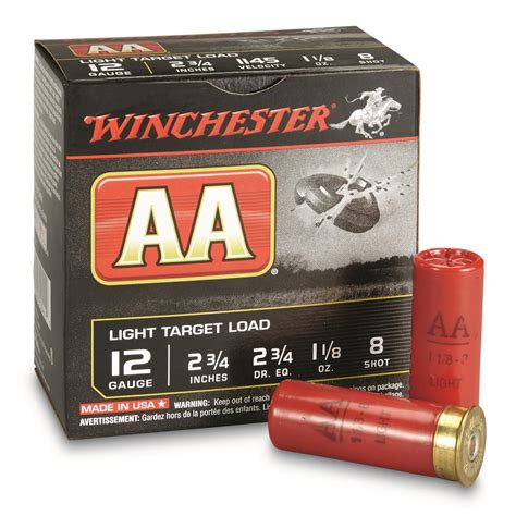 Winchester 8 Aa Shotshells 12 Gauge 2 34 Shell 1 18 Oz 25