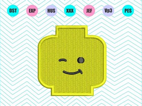 Lego Head Machine Embroidery Design 3 Sizes Instant Download By