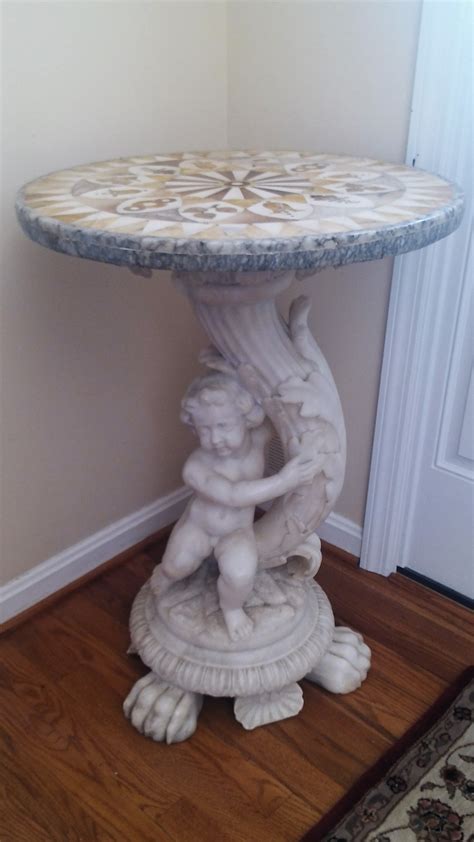 Antique Marble Pedestal Table With Cherub Instappraisal